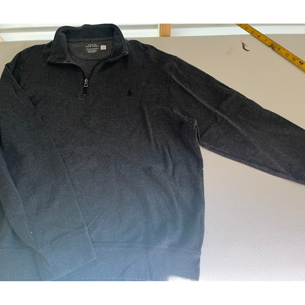 Polo Ralph Lauren Mens Gray Herringbone 1/4 Zip Pullover Sweatshirt XL